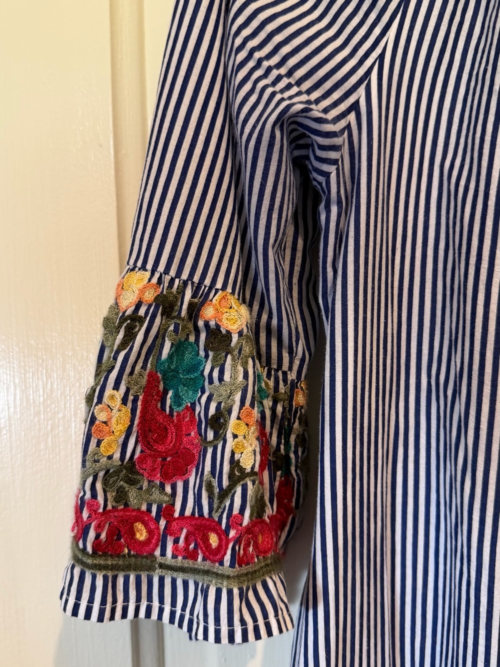 Ryan Michael Embroidered Striped Boho Dress M - Picture 3 of 4